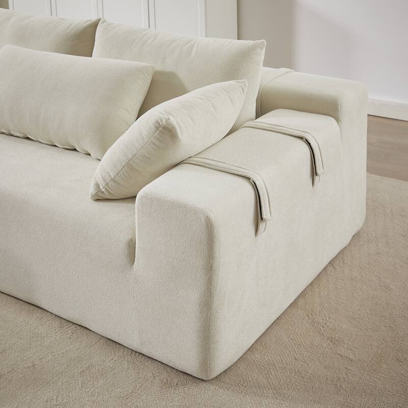 Modern Chenille Upholstered Sectional Sofa Couch Set,Modular L Shaped Sectional Living Room Sofa Set With 6 Pillows(Left Chaise)