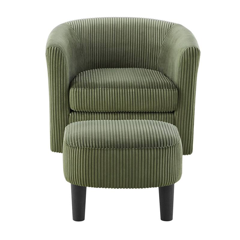 Swivel 360 Recliner Corduroy Accent Chair Single Sofa with Ottoman