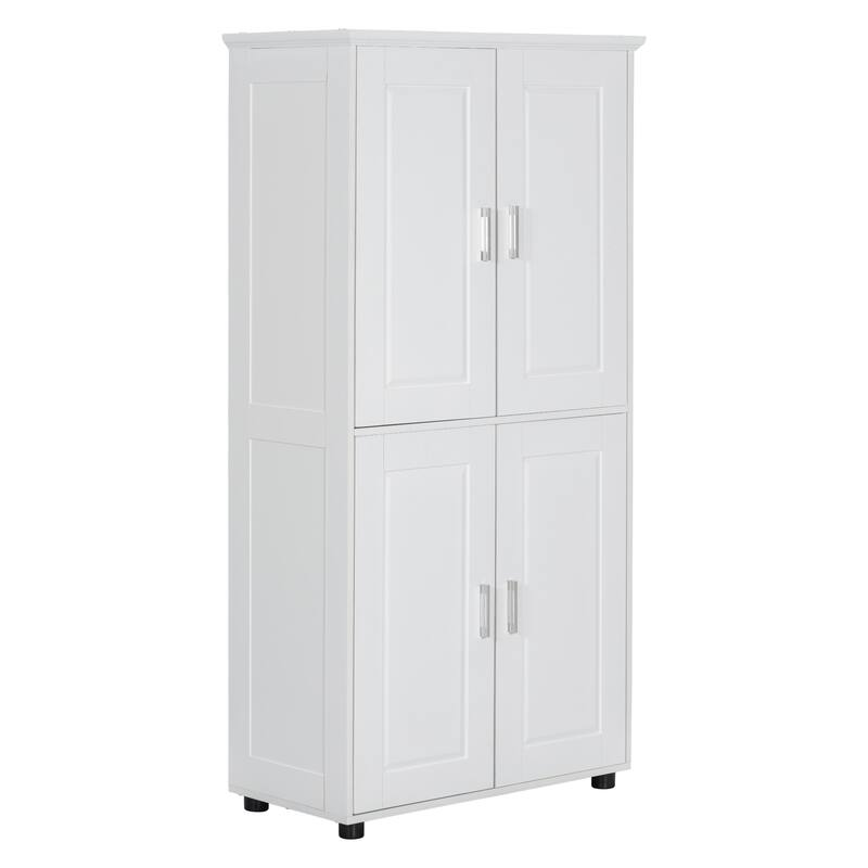 Bathroom Storage Cabinet with Adjustable Shelves and Door Rack, Floor Cabinet Clothes Cabinet with Anti-Tip