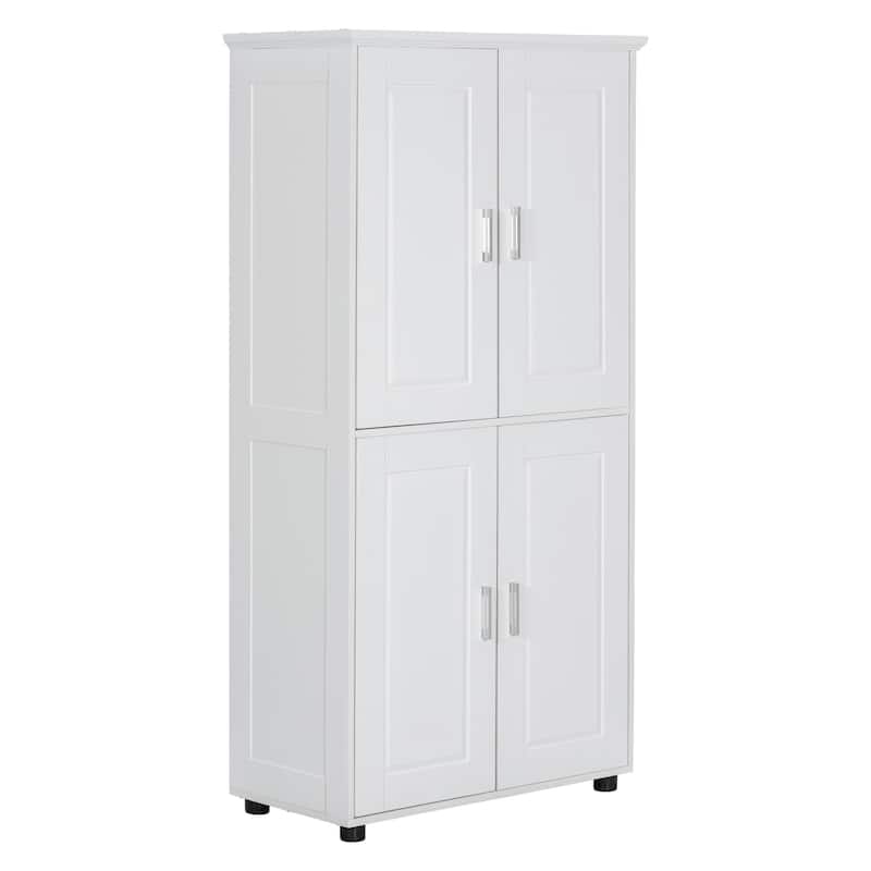 Roomfitters Tall and Wide Bathroom Storage Cabinet with 4 Doors Adjustable Shelves Freestanding Floor Organizer, White