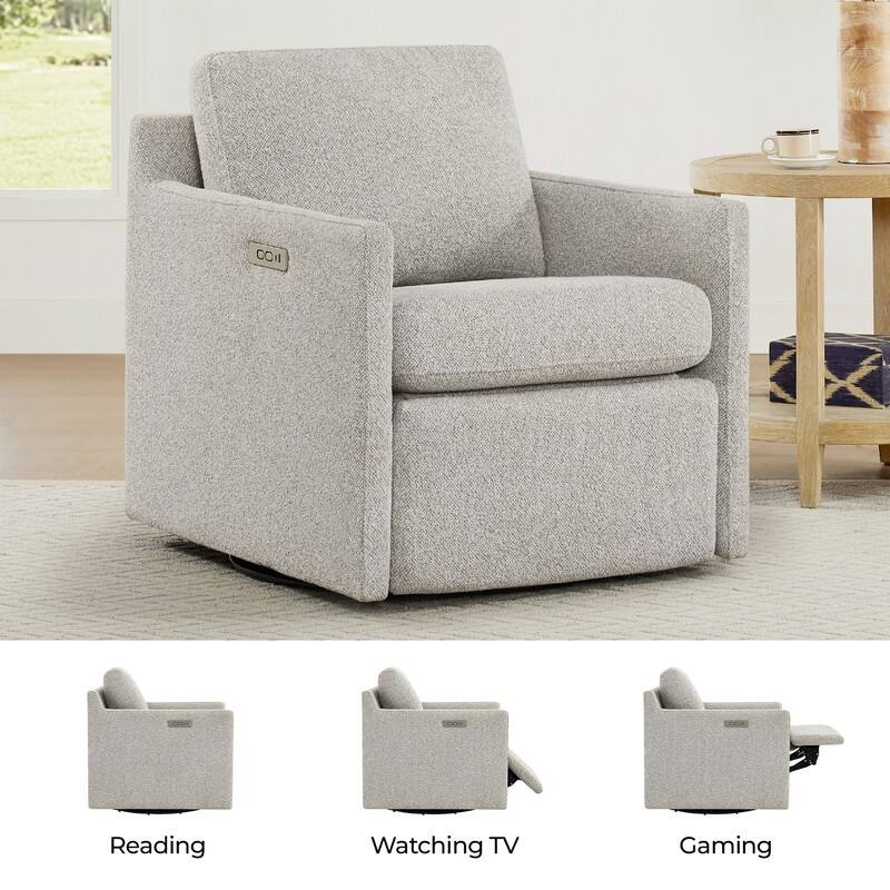 Spruce & Spring Nora Power Swivel Accent Chair Wall Hugger with Electric Footrests
