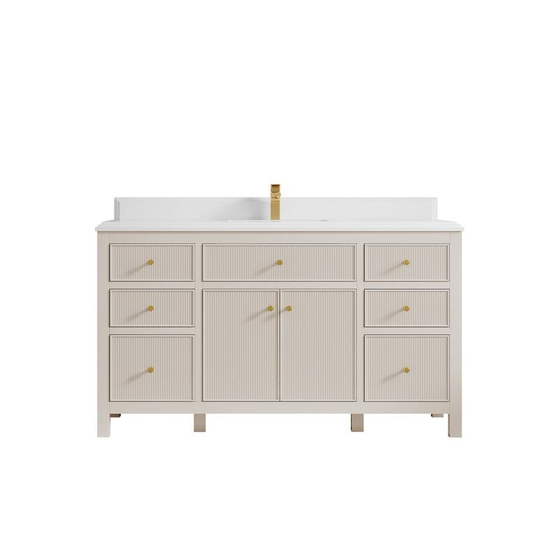 Willow Collections 60 in W x 22 in D Sonoma Free Standing Reeded Single Sink Bathroom Vanity with Countertop