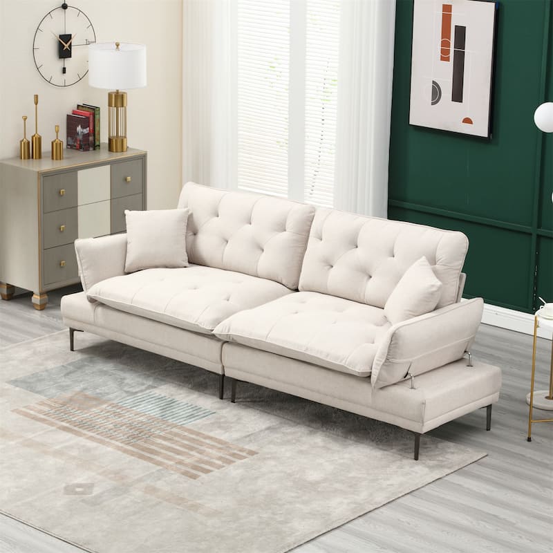 Velvet Sleeper Sofa with Wood Frame and Metal Feet