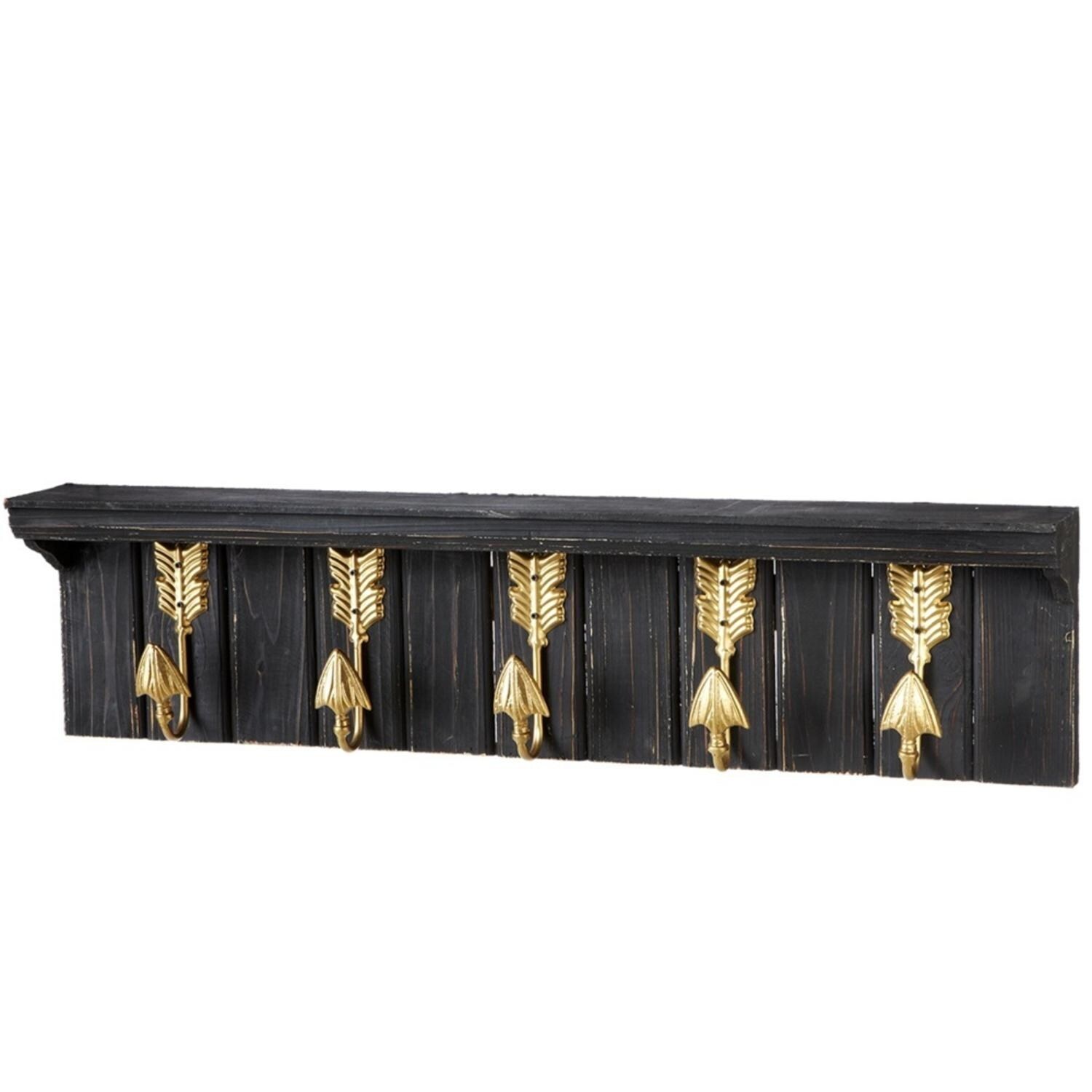 Shop 34 5 Black And Gold Distressed Wall Shelf With Arrow Shaped
