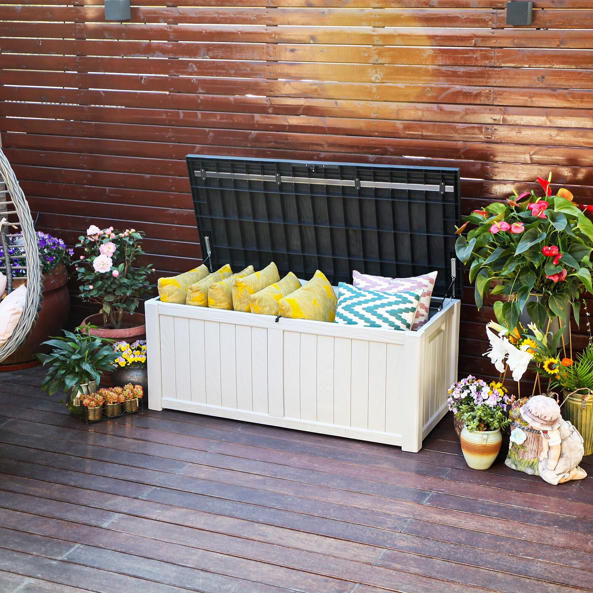 120-260 Gallons Large Resin Water Resistant Lockable Deck