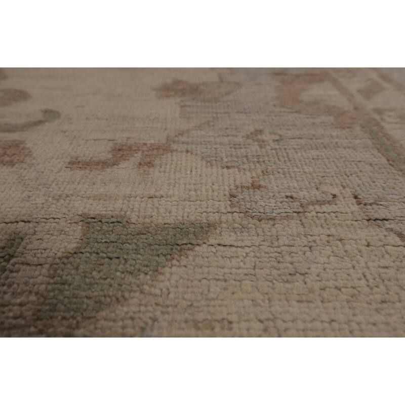 Vegetable Dye Oushak Turkish Rug Handmade Floral Wool Carpet - 9'4"x 12'5"