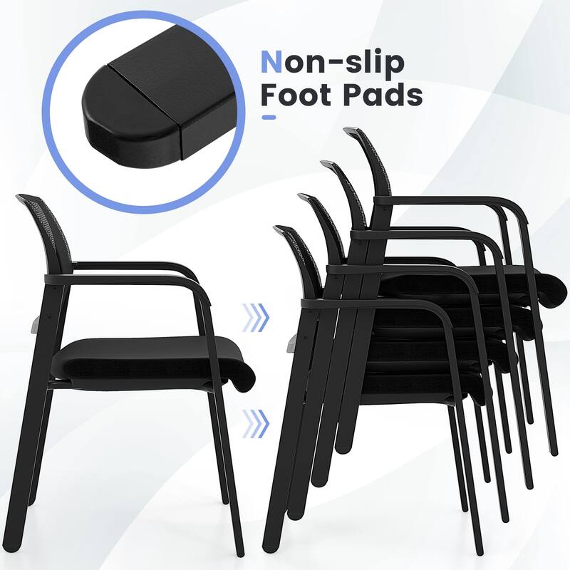 Gymax 6-Pack Office Conference Chair Set Mesh Guest Reception Stack