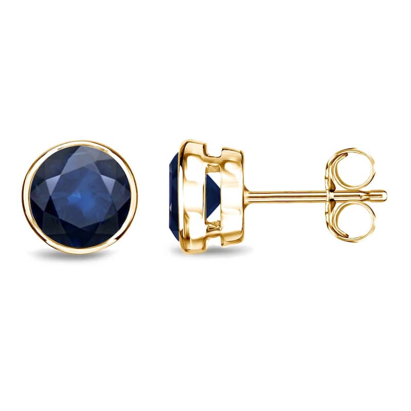 Auriya 14k Gold Bezel-set Sapphire Stud Earrings 1 1/2ctw - Yellow