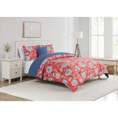 Zinnia Blue 5 Piece Comforter/Quilt Set