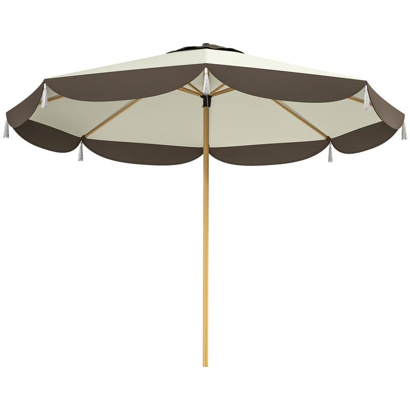 8.7 ft Cream White Outdoor Patio Umbrella with Vent Top and Steel Ribs Adjustable Two-Section Pole - Dia 8.7' x 7.7' H