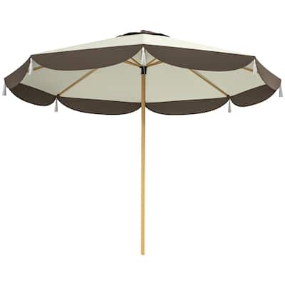 8.7 ft Cream White Outdoor Patio Umbrella with Vent Top and Steel Ribs Adjustable Two-Section Pole - Dia 8.7' x 7.7' H