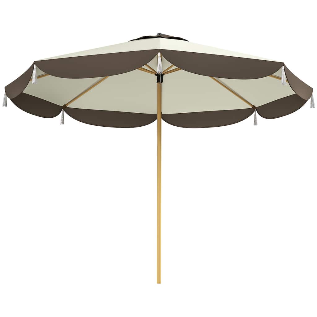 8.7 ft Cream White Outdoor Patio Umbrella with Vent Top and Steel Ribs Adjustable Two-Section Pole - Dia 8.7' x 7.7' H