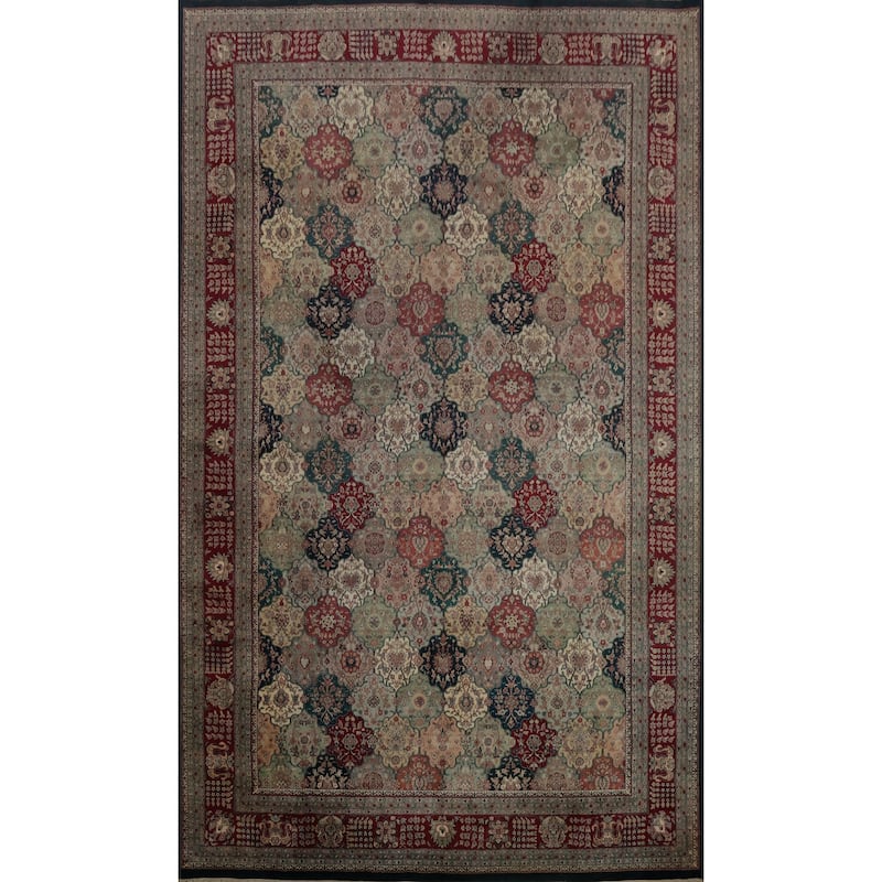 Hand Knotted Oriental 100% Wool Carpet Traditional Floral Multi-Colored Agra Area Rug - 17' 4'' X 11' 6''