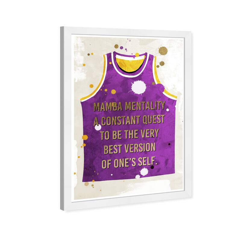 Wynwood Studio Prints Fashion and Glam Mamba Mentality Jersey Purple and Metallic Gold Glam Wall Art Canvas Print