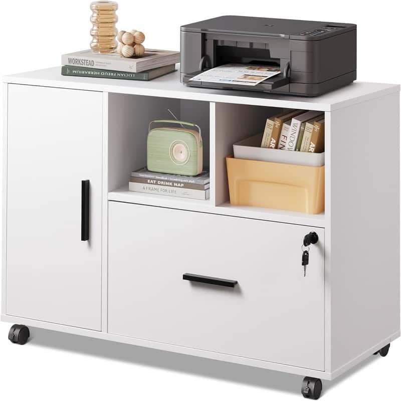 1-Drawer Wood Lateral Filing Cabinet - 15.8"D x 36.6"W x 25"H - White