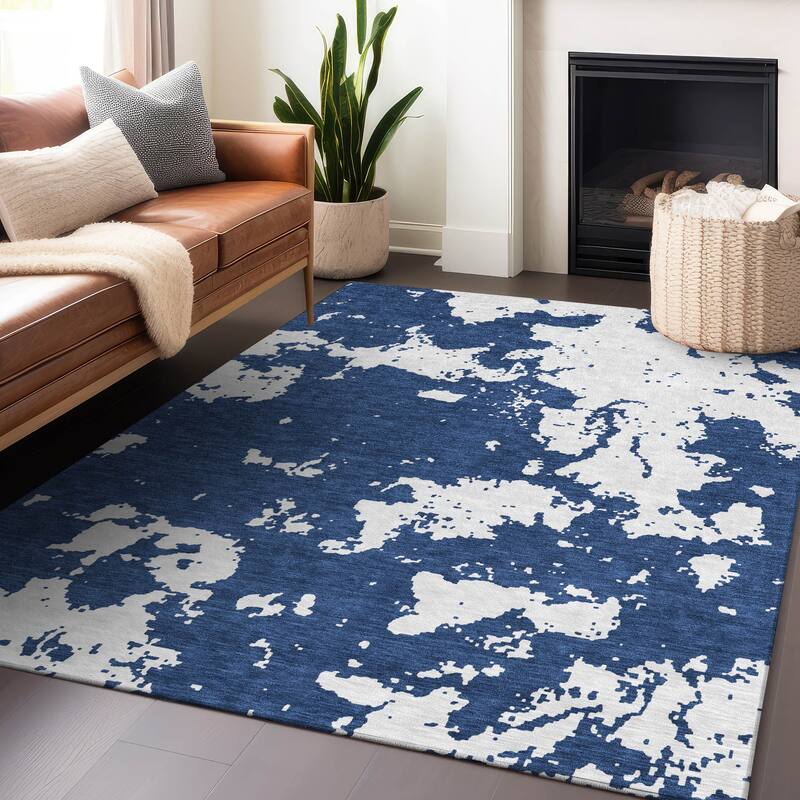 Machine Washable Indoor/ Outdoor Chantille Abstract Rug