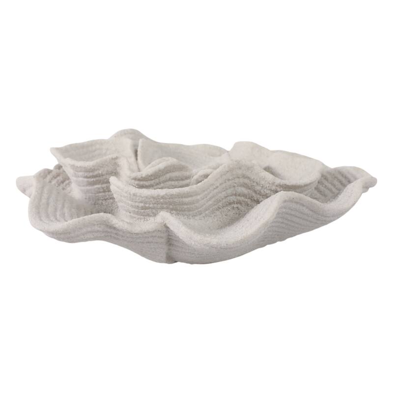 Polyresin Coastal Sculpture Abstract Layered Petal Design - 12" White - 10.5" x 4" x 12"