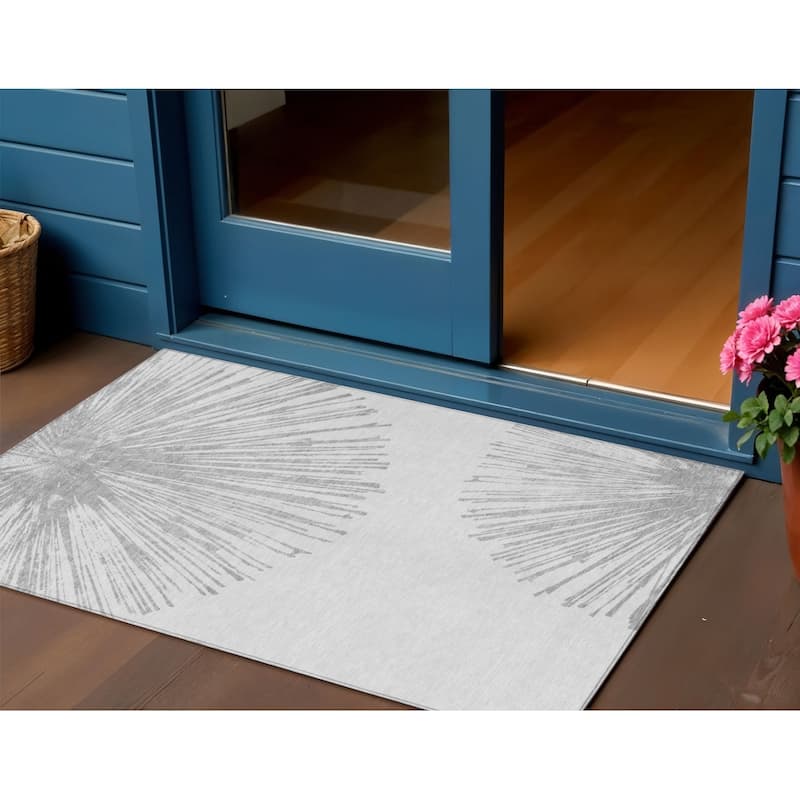 HomeRoots Abstract Transitional Rectangle Outdoor Rug - 3' x 5'