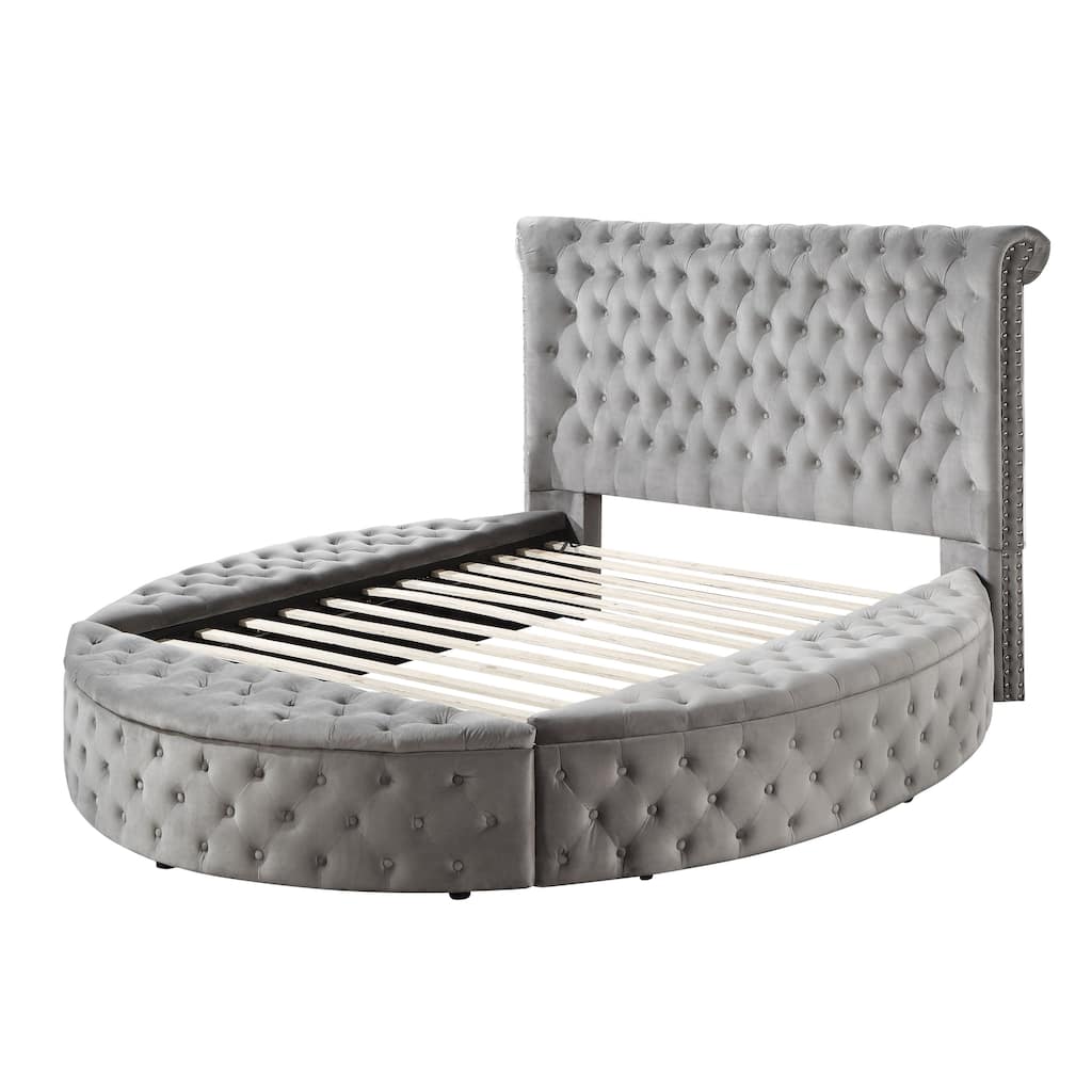 Rufus Grey Platform Bed with Storage