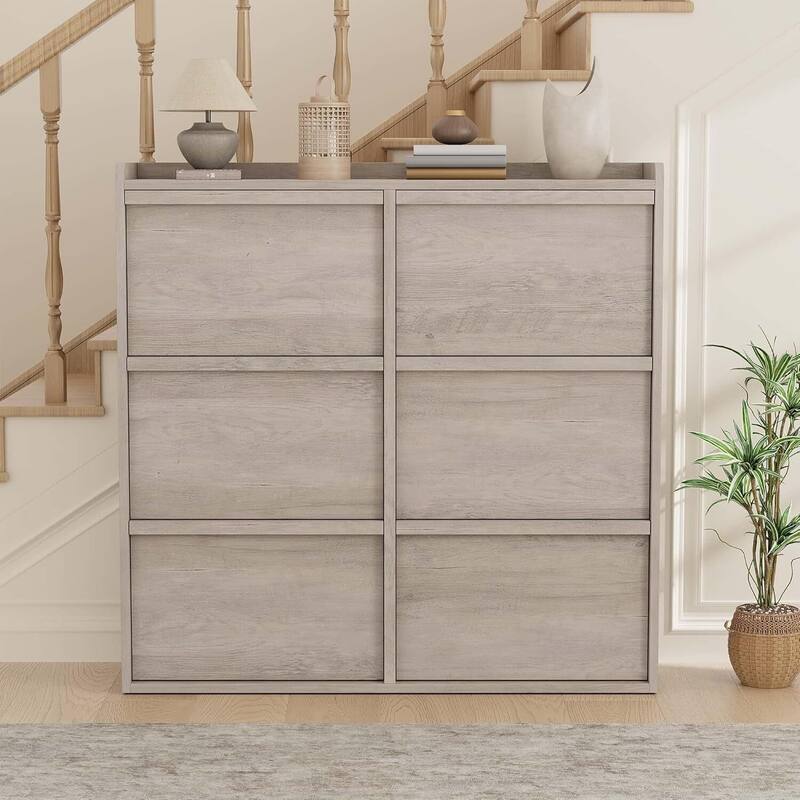 Narrow Shoe Cabinet Organizer with 6 Flip Drawers for Entryway, Hallway, Living Room