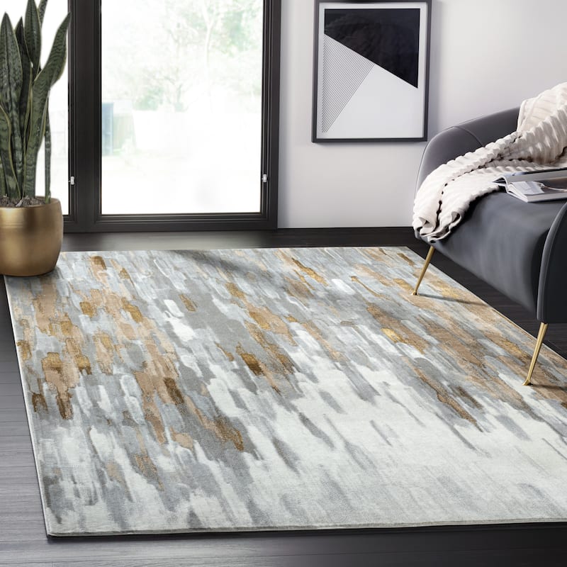 Abani Porto Contemporary Abstract Area Rug - 6' x 9' - Brown