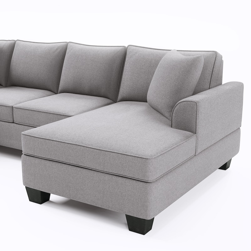 110*86" Sectional Sofa Upholstered Modern English Arm Classic U-shaped Sofa 3 Pillows Included