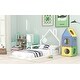 preview thumbnail 15 of 20, Twin Size Wood Floor Bed with House-shaped Headboard and Chimney, Features Sturdy Pine Wood Construction