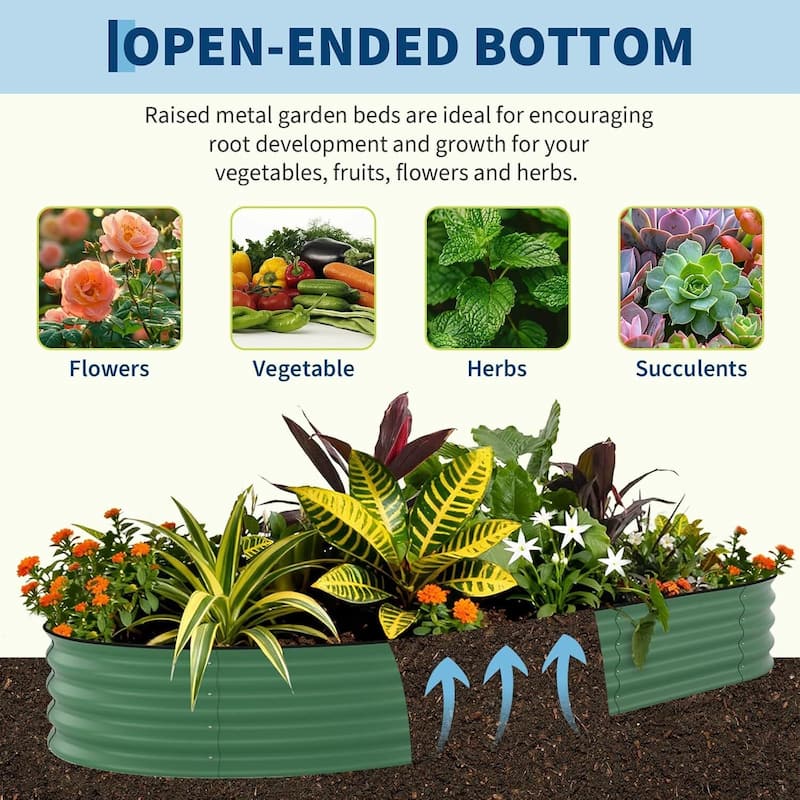 10x4x1.5 FT Galvanized Steel Raised Garden Bed, Planter for Vegetables, Flowers with Anti-Cut Strips - N/A