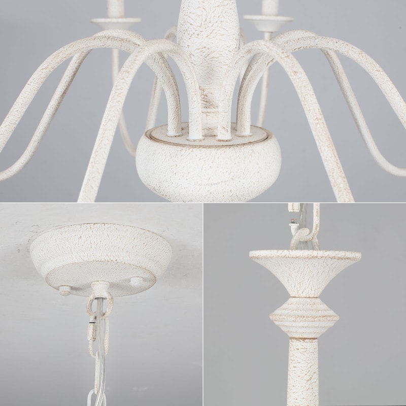 35.04" Wide 8-Light Traditional Industrial Chandelier, Candle Style Chandelier for Living Room Kitchen Island Dining Foyer