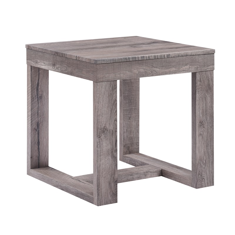 1pc Contemporary End Table Rustic Tan Finish Living Room Wooden Furniture