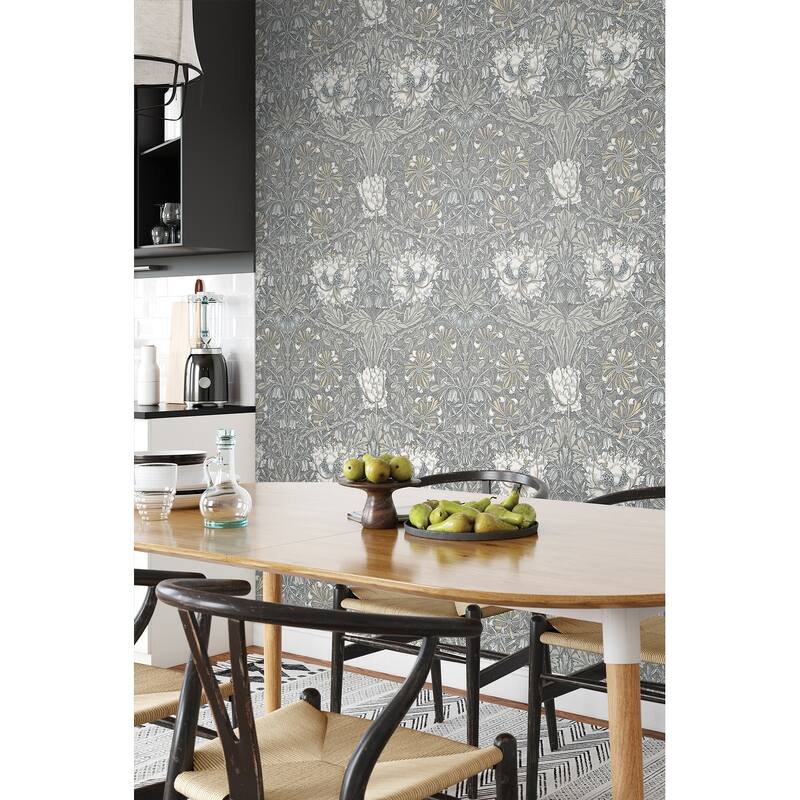 Seabrook Designs Ogee Flora Nonwoven Unpasted Wallpaper