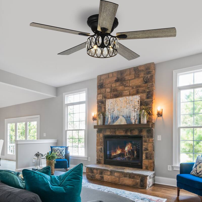 52-in Indoor Black Ceiling Fan with Remote and Light(5-blade)