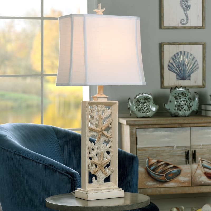 StyleCraft South Cove Weathered Cream Starfish Table Lamp