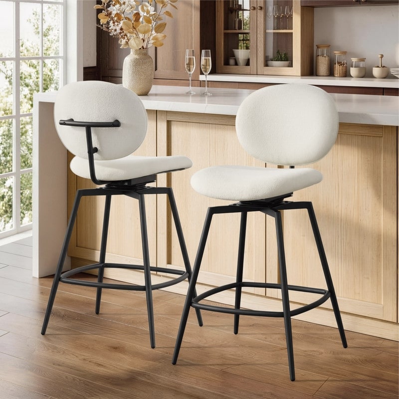Spruce & Spring Modern Swivel Counter Height Bar Stool with T-Back Design & Metal Frame