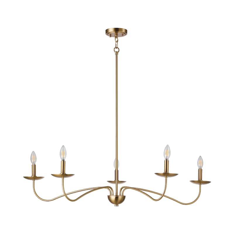 Meridian 5-Light Brushed Brass Chandelier with Candlestick Arms