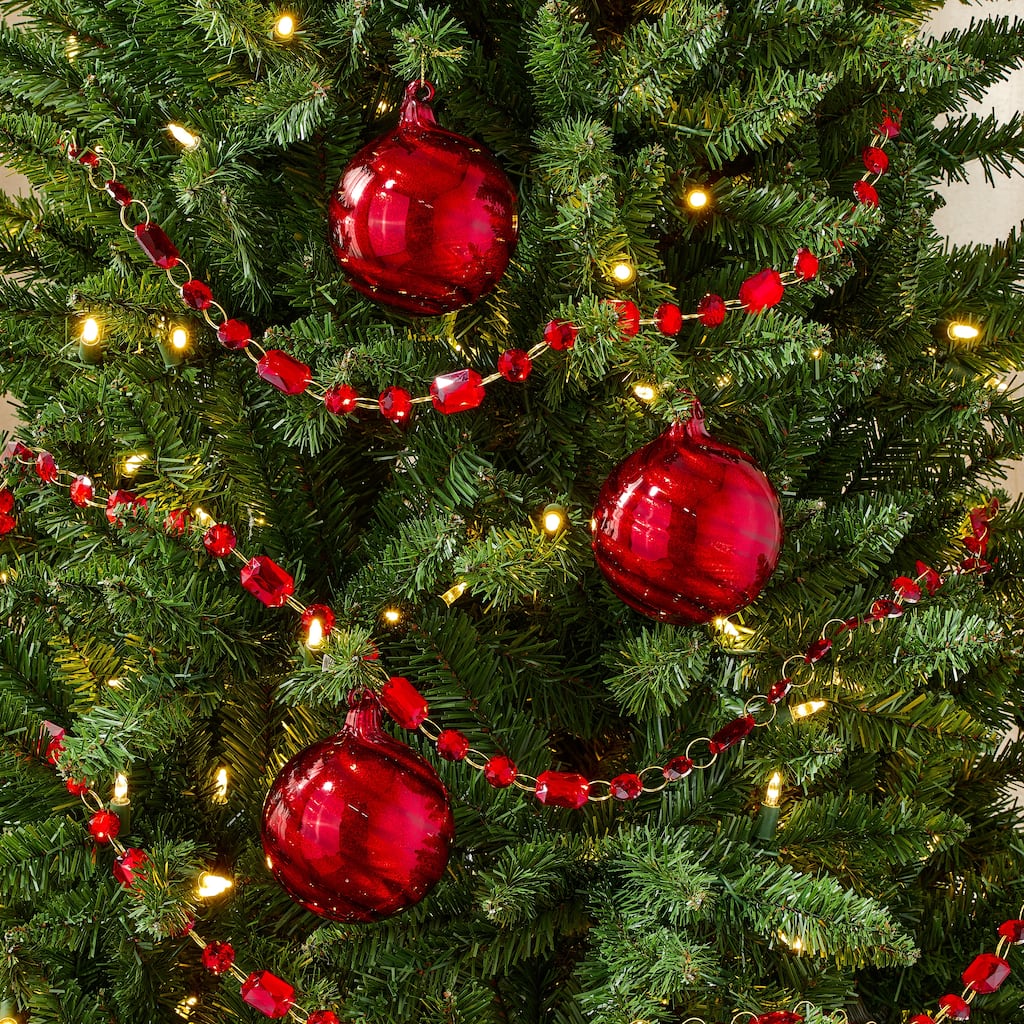3.5" Thick Mercury Glass Swirl Ball Ornament Set of 3