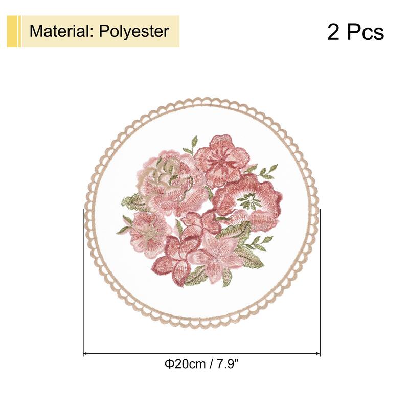 2 Pcs Retro Lace Placemats Crochet Cup Vase Table Mat - Khaki - 8x8-inch
