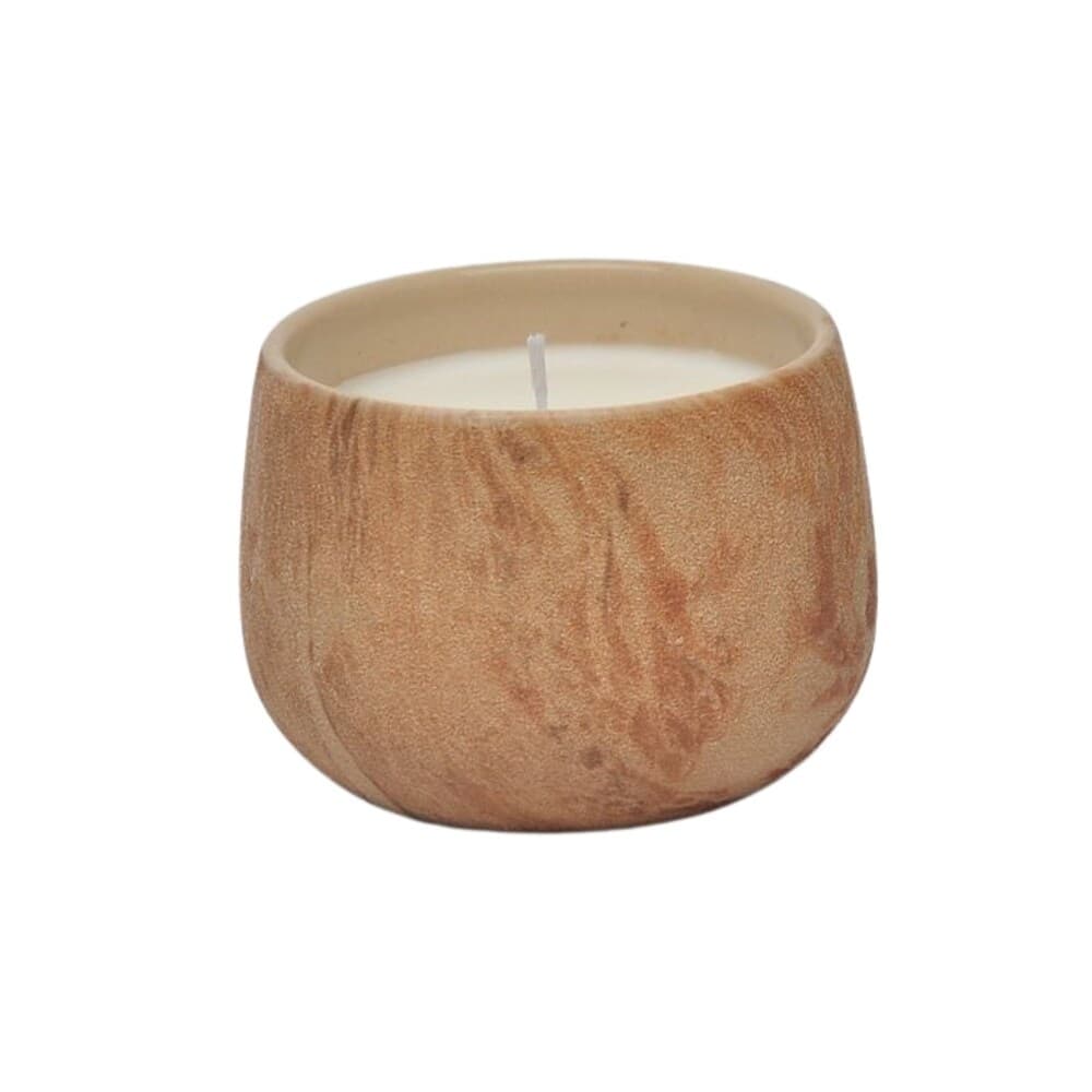 Brown Floral Ceramic Candle Set of Two 8oz Rustic Terra Cotta Design