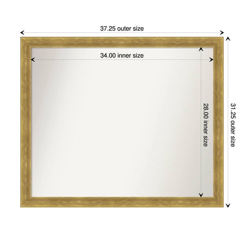 Angled Gold Framed Non-Beveled Custom Wall Mirror, Bathroom Vanity Mirror