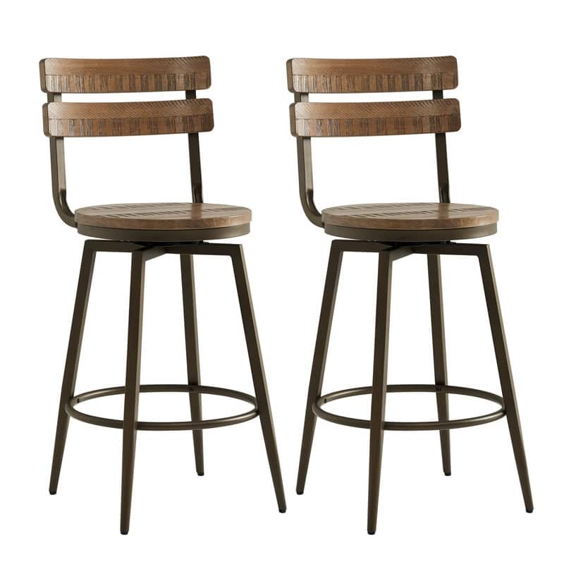 Austin Metal Base Swivel Counter Height Bar Stools Set - Brown