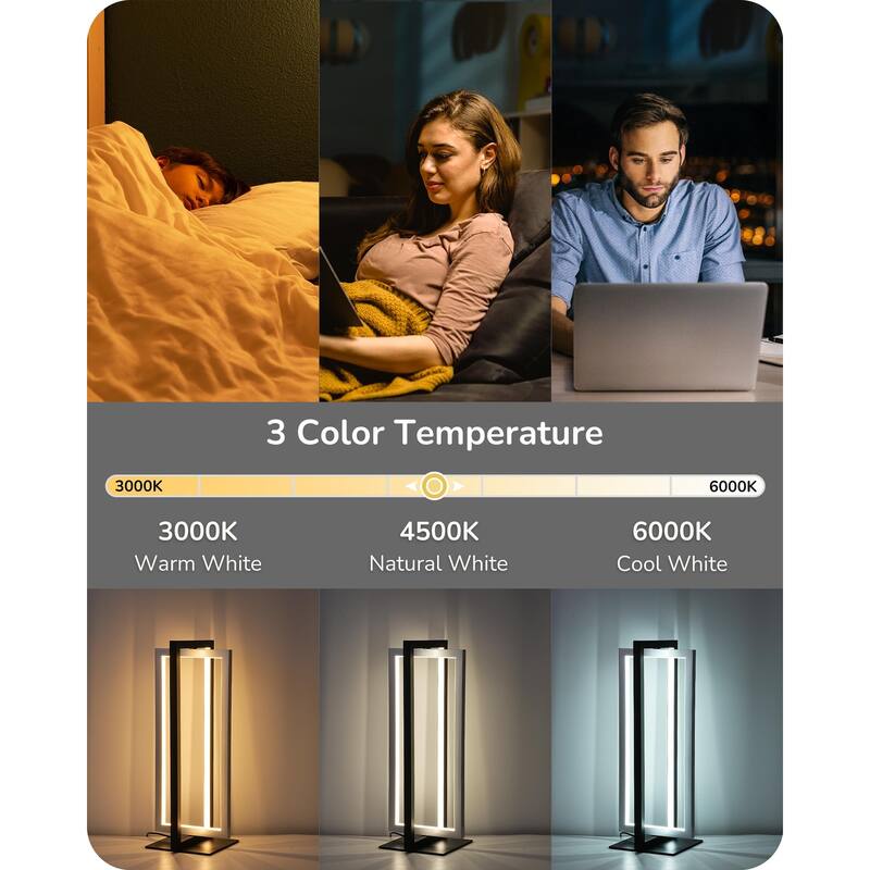 Modern LED Table Lamp, 750LM Stepless Dimmable Bedside Lamp, 3 Color Temperature, Touch Switch Control Nightstand Lamp