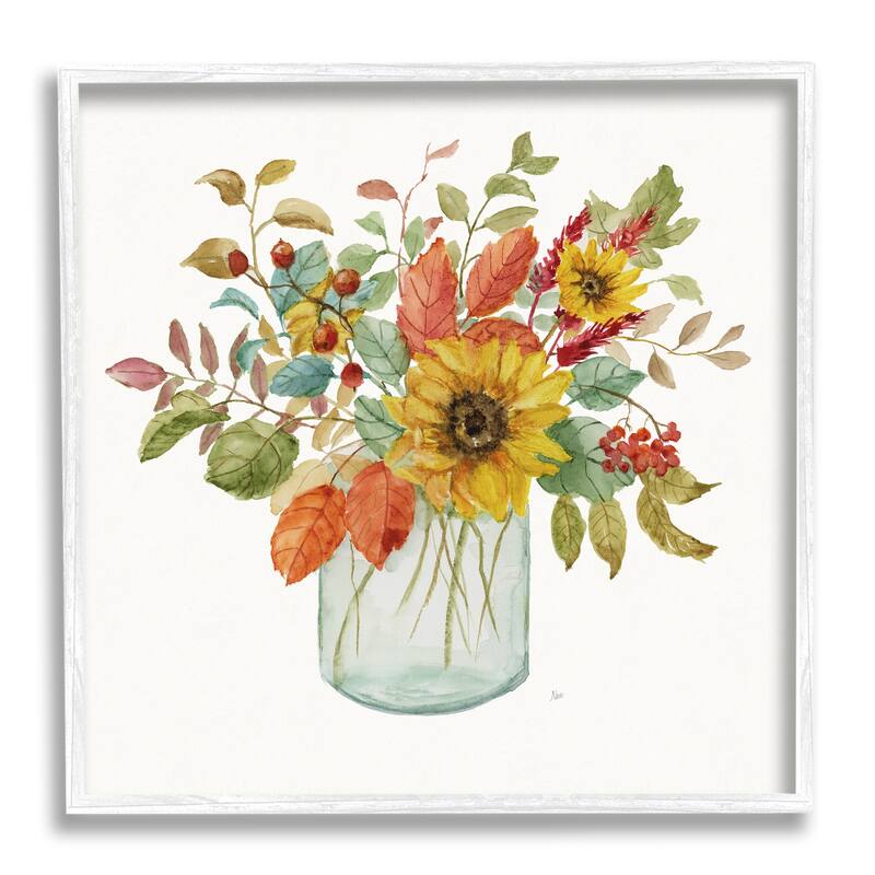 Stupell Simple Country Botanicals Sunflower Vase Design Framed Wall Art - Multi-Color