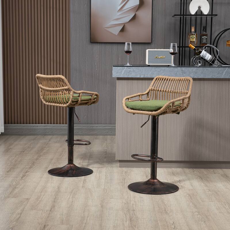 Swivel Bar Stools Set of 2 Adjustable Counter Height Chairs