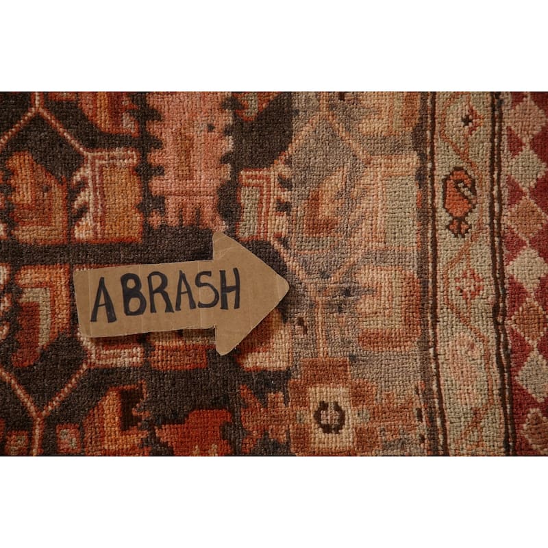 Geometric Meshkin Persian Vintage Area Rug Hand-Knotted Wool Carpet - 4'7" x 9'3"