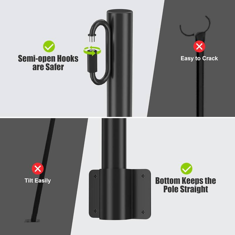 Suchtale String Light Poles, Suspension Outdoor Fence Post Lights with Clip and Bracket Hanging
