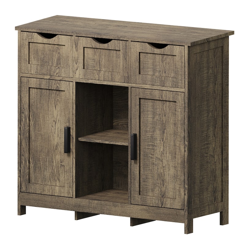 Wooden Storage Sideboard with Drawers & Shelves