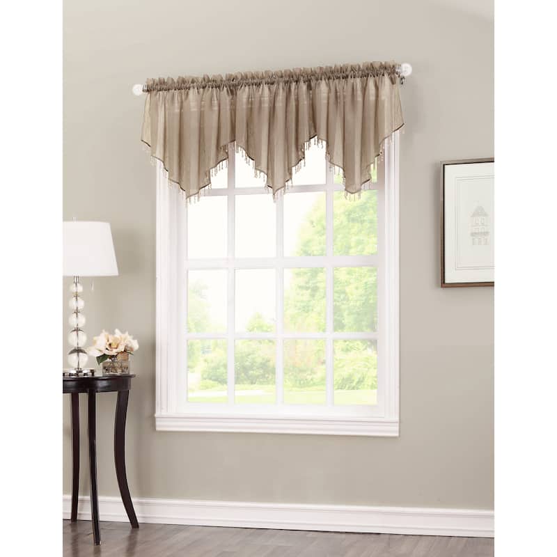 No. 918 Erica Sheer Crush Voile Single Ascot Curtain Valance - 51x24 - Taupe