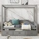 preview thumbnail 1 of 15, Twin Size Wooden Canopy Bed Daybed with 3 in 1 Storage Drawers and Headboard, Wood Frame Guardrail Bed