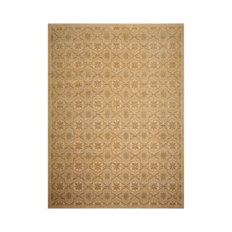 Hand Knotted Peshawar Tan,Gray Wool Traditional Oriental Area Rug - 10' 2'' x 13' 9''