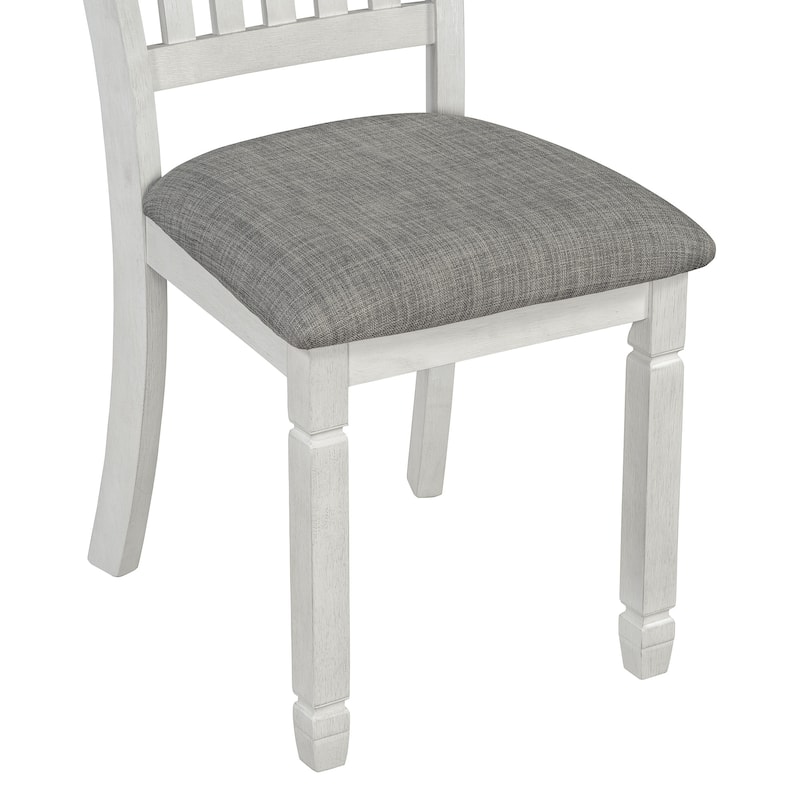 7 Piece Dining Table Set, Wooden Kitchen Furniture Set with Rectangle Table and 6 Upholstered Chairs with Shaped Legs